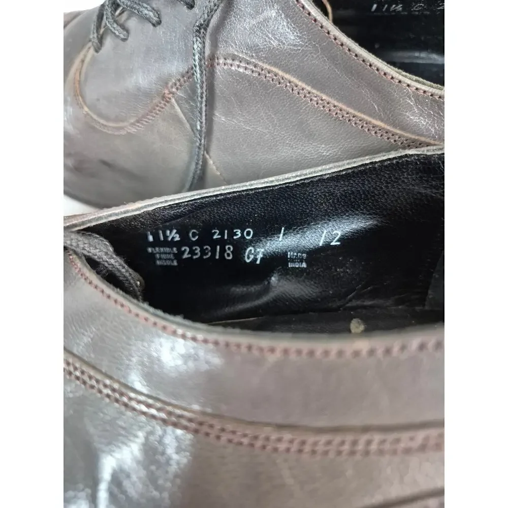 Vtg Florsheim Gray Leather Cap Toe Dress Shoe Flexible Insole Laceup Sz 11.5
